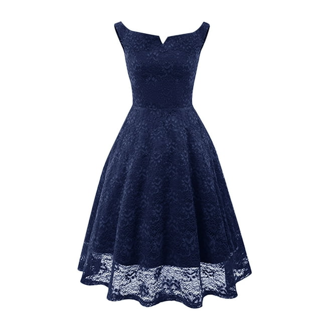 CEHVOM Women Lace Sleeveless Party Dress Cocktail Prom Ballgown Vintage Dress