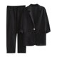 thumbnail image 2 of Puntoco 2 piezas moda mujer cuello vuelto botón sólido manga larga blusa + pantalones sueltos conjuntos liquidación Puntoco Puntoco-1919, 2 of 7