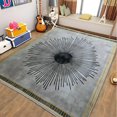 Area Rug For Living Room, Washable Simple Style Sun Rays Printed Rug