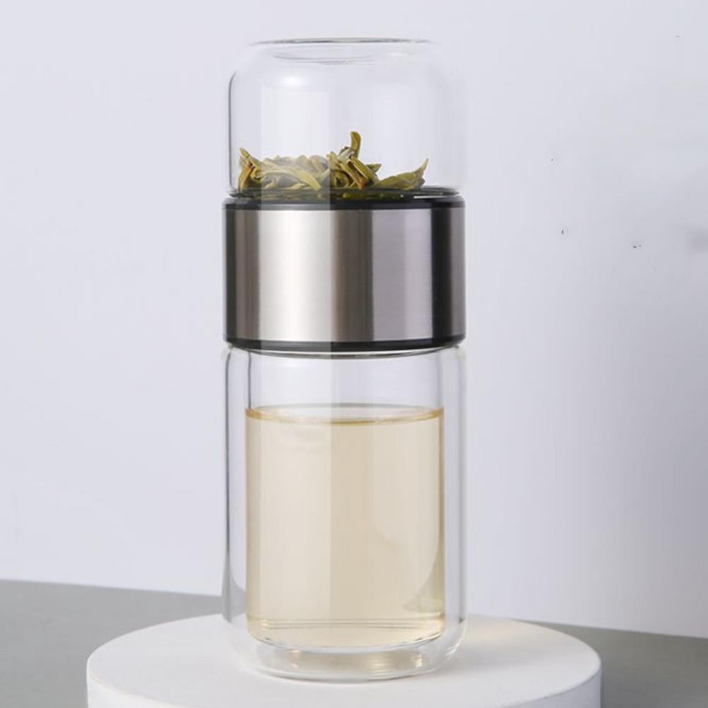 Ksruee Glass Water Bottle Tea Bottle Leakproof for Traveling Tea And Water Separation Tea Bottle for Loose Tea Flower Tea Home Traveling compatible