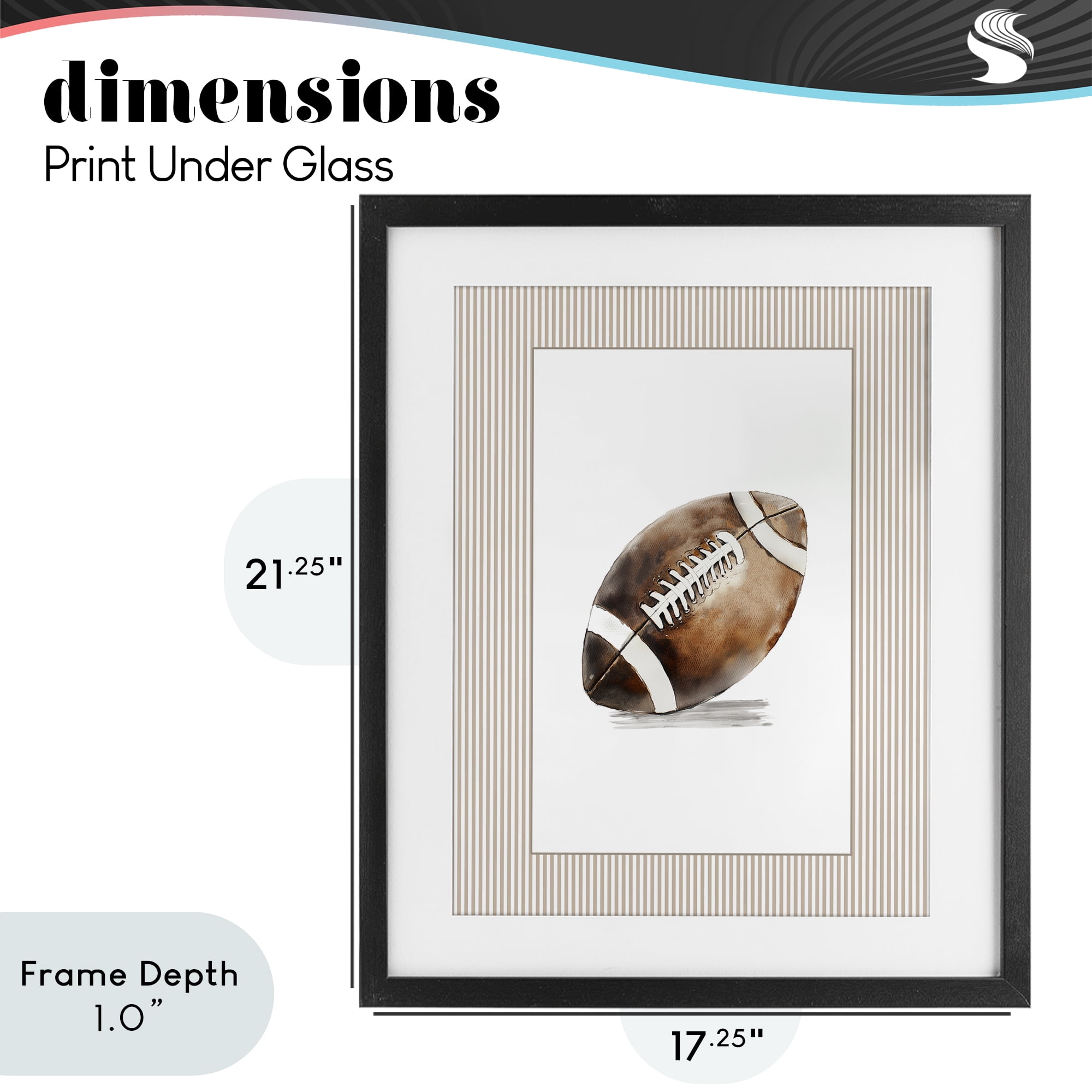 Stupell Industries Vintage Sports Football Black Framed Print Under Glass, design by Christine Simpson Art