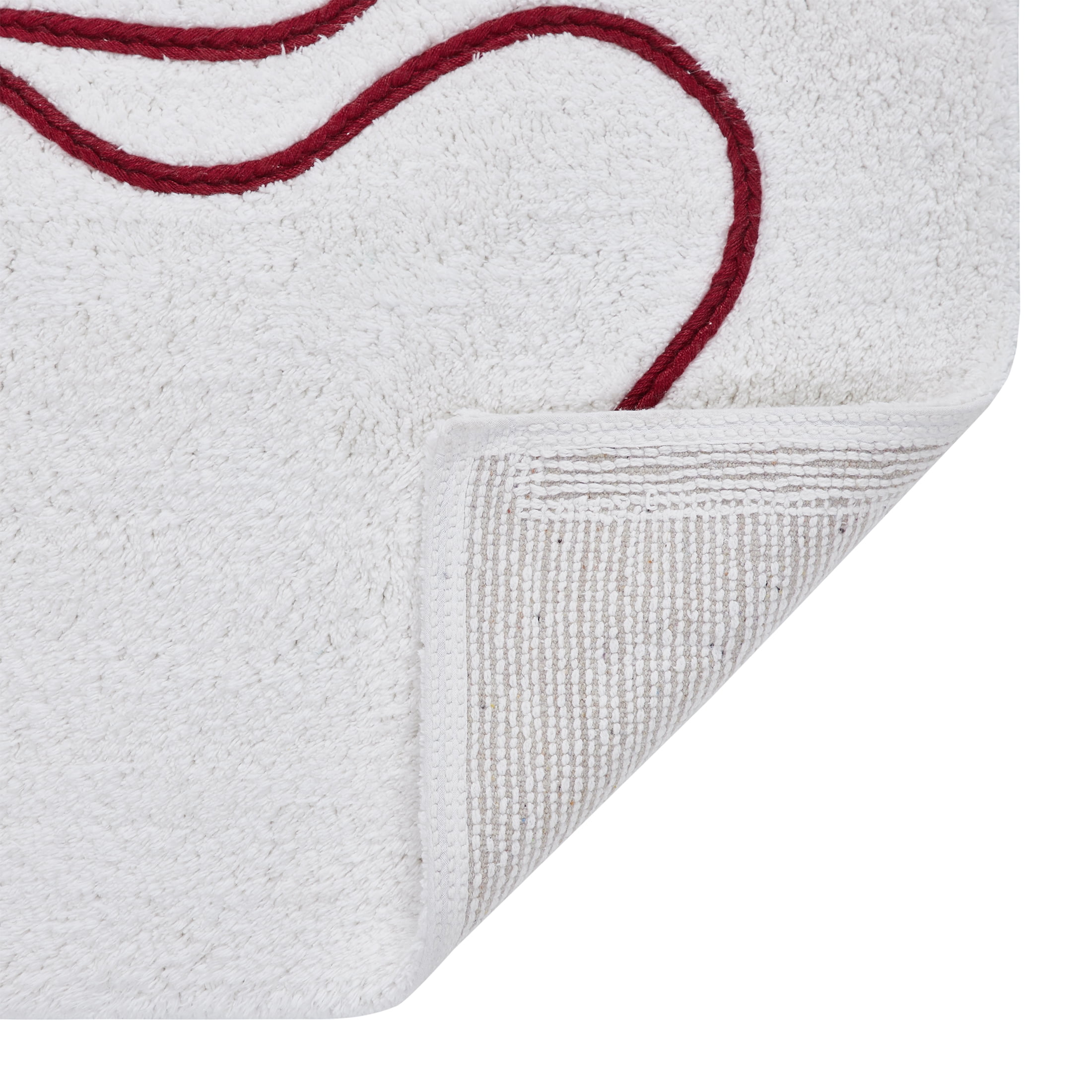 My Texas House White/Red Ribbon Cotton Bath Rug, 20" x 32"