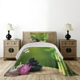 thumbnail image 3 of Ambesonne Orchids Quilted Coverlet 2 Pcs, Wild and Exotic Flowers, Twin Size, Fern Green Fuchsia and White, 3 of 4