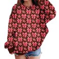 thumbnail image 2 of Goindgs Sweatshirts for Girls Tops Trendy Cute Bow Floral Printed Pullover School Drop Shoulder Loose Outdoor Soft with Pocket Hooded Sweatshirts Tween Tops Brown-4-5 T, 2 of 4