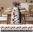thumbnail image 6 of Red Black Floral Table Runner 90 Inches Long,Vintage Rustic Oil Painting Flowers Cotton Linen Table Runners Dresser Scarves,Fabric Tabletop Scarf Furniture Cover for Home Dinner Party 13"x90", 6 of 9