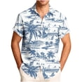 thumbnail image 2 of Blmnix Guide Shirt for Men Oversized Beach Shirts Tops Blue Short Sleeve Collared Sweatshirt for Mens,S, 2 of 6