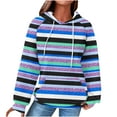 thumbnail image 2 of Byworldtasic Womens Hoodies Women Oversized Striped Color Blocks Hoodies Sweater Knit Tops Fashion Pullover Casual Long Sleeve Shirts with Pockets, 2 of 5