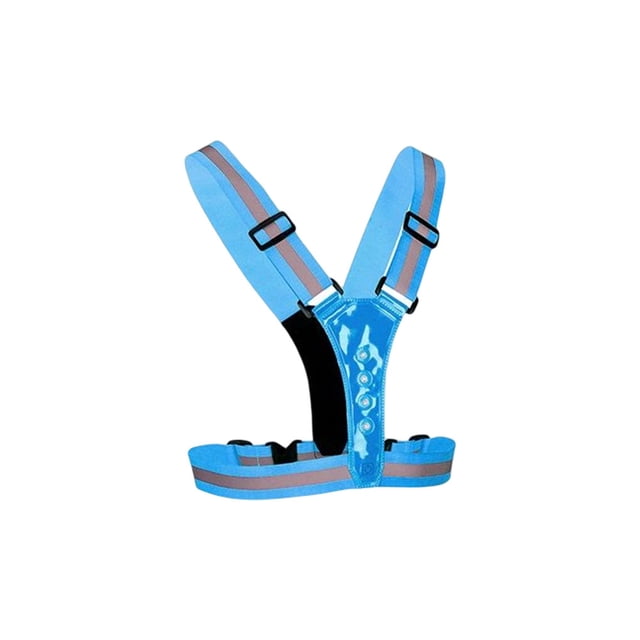 Soidarity Correas de chaleco reflectante LED con cinturón elástico Reflector ajustable de alta visibilidad 3 modos corredores para correr de noche Ropa Deportiva, Zapatos Azul Soidarity OD027015-04