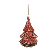 6" Red Vintage Glass Hanging Christmas Tree Ornament