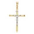 thumbnail image 2 of 14K Two Tone Solid Gold Crucifix Cross Charm Pendant with 1.4mm Round Wheat Chain Necklace - 22", 2 of 4
