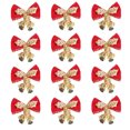 thumbnail image 1 of Wreath Bow Ornaments Bell Mini Holiday Decorations Party Decor With Bells Cloth Christmas Tree Bows,3*4.5CM, 1 of 1