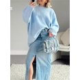 thumbnail image 4 of Women Autumn Winter Knit Sweater Long Sleeve Crew Neck Oversized Sweatshirts Casual Knitwear, 4 of 7