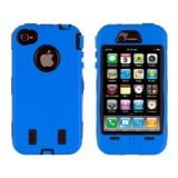 Importer520 Hybrid Body Armor Silicone + Hard Case Cover for Apple iPhone 4, 4S (AT&T, Verizon, Sprint) Blue & (Best Body Armor For Police)