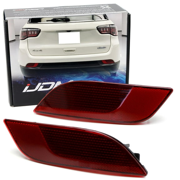 OE-Spec Red Lens Rear Bumper Reflector Lenses For Jeep 2017-up Compass, OE-Spec LH RH Assembly