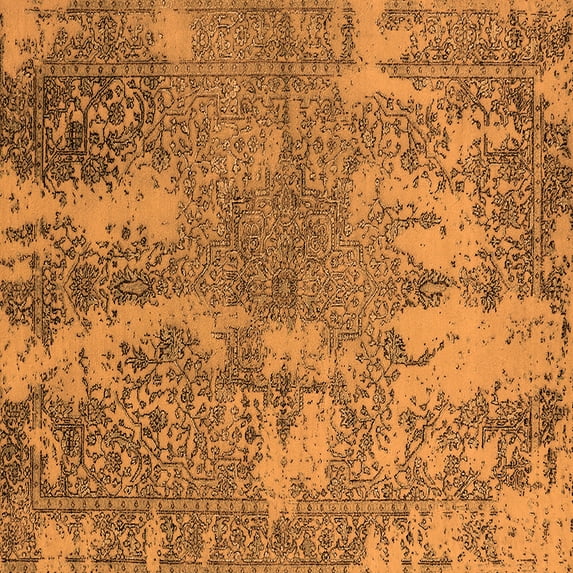 Ahgly Company Indoor Square Oriental Orange Industrial Area Rugs, 3' Square