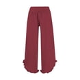 thumbnail image 4 of Womens Lounge Pants, Audhol Linen Pants Women 2025 Women's Linen Summer Solid Color Palazzo Pants Flowy Wide Leg Beach Pants with Pockets Womens Linen Pants Red S, 4 of 5