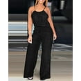 thumbnail image 2 of ZOELNIC Women's Sleeveless Jumpsuit - Spaghetti Strap Casual Romper with Drawstring, Summer Vacation & Resort Outfit, S, 2 of 8