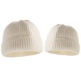 thumbnail image 1 of 2Pcs/Set Solid Color Warm Ribbed Parent-Child Beanie Hats Family Matching Knitted Bicycle Caps for Outdoor, 1 of 10
