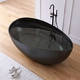 thumbnail image 3 of MEDUNJESS 63" Premium Wave Solid Surface Stone Resin Freestanding Bathtub, Modern Design Stand Alone Tub Soaking Tub with Overflow and Pop up Drain, Matte Black, 3 of 11