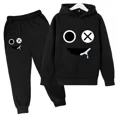 thumbnail image 3 of Sudadera con capucha y pantalón con estampado de cara sonriente para niños, traje de 2 piezas, ropa de moda para niños y niñas, sudadera, conjunto deportivo para bebés y adolescentes, 3 of 5