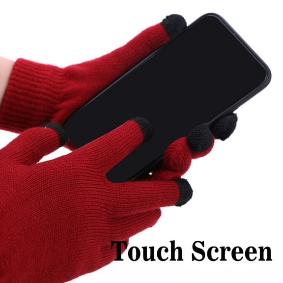 ZUARFY Unisex 3Pcs Winter Plush Lined Beanie Hat Circle Scarf Touchscreen Gloves Set