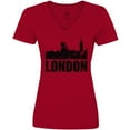 thumbnail image 3 of Inktastic London England City Skyline with Grunge Women's V-Neck T-Shirt, 3 of 5