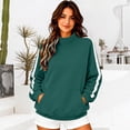 thumbnail image 5 of MSJUHEG Mock Neck Pullover Sweatshirt for Women, Oversized Long Sleeve Top with Side Striped Accent, Kangaroo Pocket, Relaxed Silhouette for Home Relaxation and Short Trips A2 Blackish Green L, 5 of 6