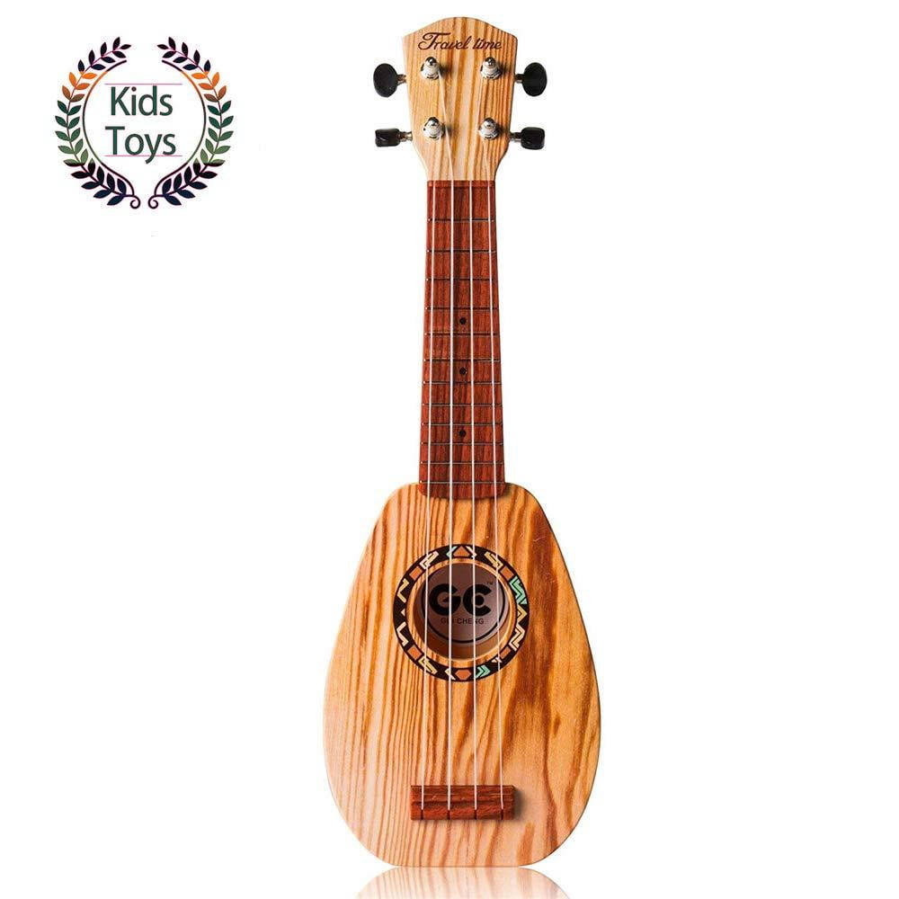 17' Mini Guitar Ukulele Toy for Kids, 4 Strings Keep Tones Can Play Not Electronic Ukulele, Children Musical Instruments Educational Toys with The Picks and Strap for Beginner Starter