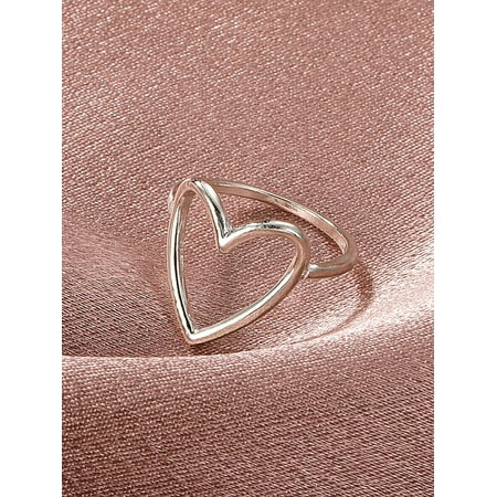1 Pc Heart Finger Ring Simple Minimalist Heart Finger Ring Promise Rings Trendy Elegant Unique Rings Engagement Ring Jewelry Gifts for Women Birthday Wedding Prom Elegant Gifts Silver