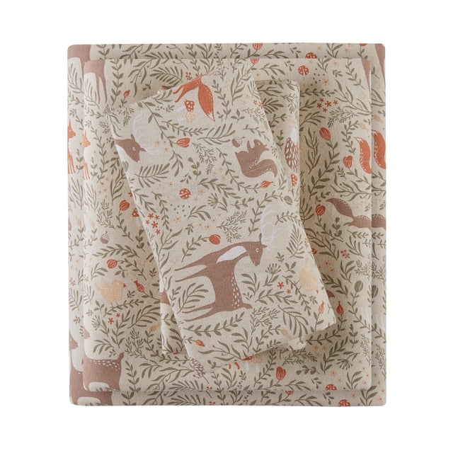 Juego de sábanas de franela Comfort Spaces, tamaño completo, color topo Woodland
