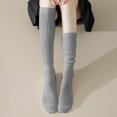 thumbnail image 4 of Yuanlong Womens Stockings Solid Ruched Slouchy Knit Stretchk Mid-Calf Socks Comfort Casual Daily Home Lady Slouch Socks, 4 of 6