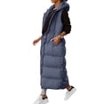 thumbnail image 3 of Cenuakty Women's Long Quilted Hood Vest Solid Color Lightweight Zip Sleeveless Down Puff Jacket, 3 of 4
