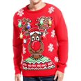 thumbnail image 1 of Chandail de Noël pour Hommes Rudolph Renne Vacances Festif Tricoté Cardigan Mignon Laid, 1 of 5