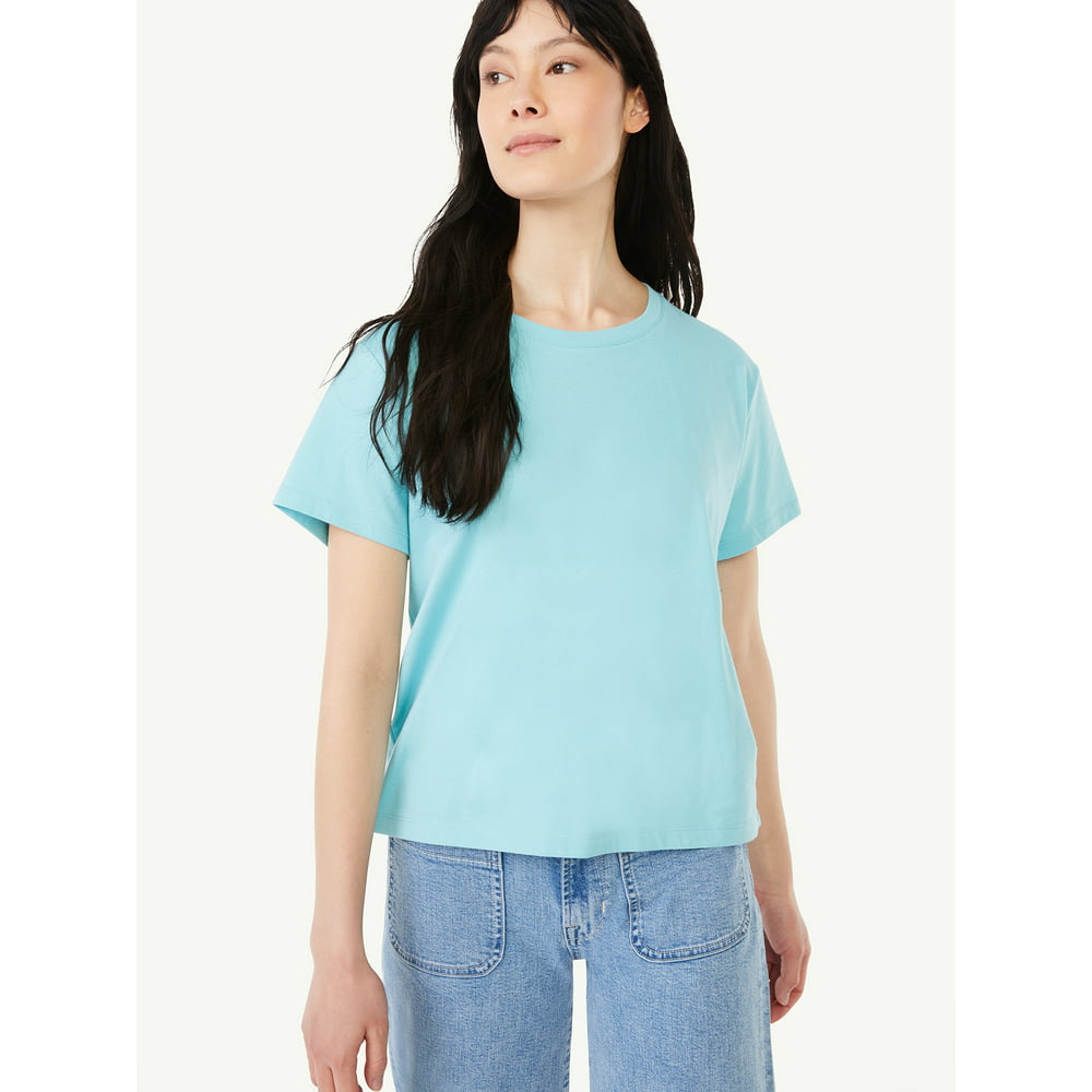 Free Assembly - Free Assembly Women’s Short Sleeve Crop Box T-Shirt ...