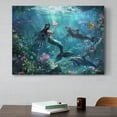 thumbnail image 5 of AVOI Mermaid Wall Art Ocean Dolphin Pictures Wall Decor Mermaid Canvas Painting Print Home Modern Artwork Decorations for Bathroom Living Room Bedroom Office Unframe: 24x20in, 5 of 6