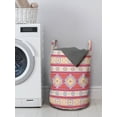 thumbnail image 3 of Tribal Laundry Bag, Rhythmic Modernized Motifs Elements Art, Hamper Basket with Handles Drawstring Closure for Laundromats, 13" x 19", Pale Ruby Apricot, by Ambesonne, 3 of 4