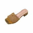 thumbnail image 2 of Wowcloth Women's Fashion Slides – Comfortable Square Open-Toe Design with Mid Chunky Heel and Lattice Weave for Versatile Casual Outdoor Wear, 2 of 9