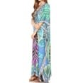 thumbnail image 4 of Sakkas Georgettina Flowy Rhinestone V Neck Long Caftan Dress / Cover Up - 17196-TurquoiseMulti - One Size, 4 of 5