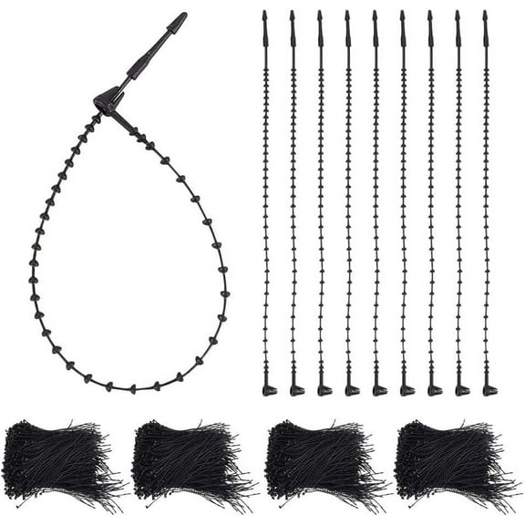 2000 Pcs Snap Lock Pin Tag Fasteners Adjustable Beaded Loop Tie Plastic Paper Prices Tag Fasteners Security Loop Clothing Price Tags