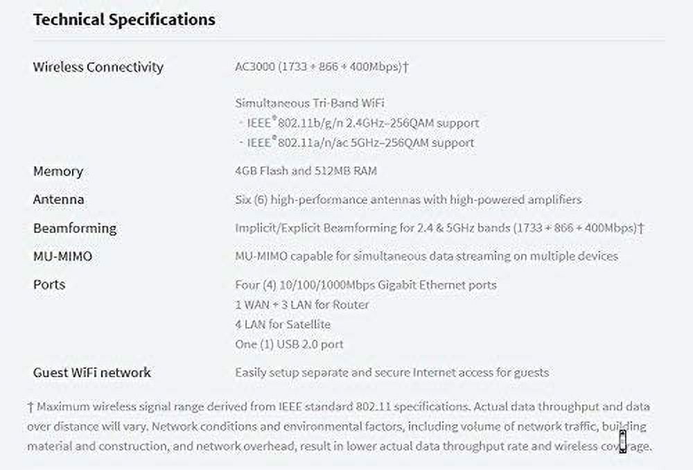 Restored NETGEAR Orbi Home AC3000 Tri-Band WiFi Satellite Extender - RBS50-100NAS (Refurbished)