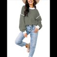 thumbnail image 1 of Suéter Holgado de Otoño para Mujer, Moderno Jersey de Punto A Rayas con Mangas Murciélago y Bloques de Color. Color Oliva L, 1 of 6