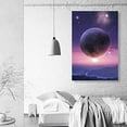 thumbnail image 3 of wall26 - Canvas Wall Art - Galaxy Colorful Super Big Blue Moon for Living Room - Modern Home Art Stretched and Framed Ready to Hang - 32x48 inches, 3 of 4