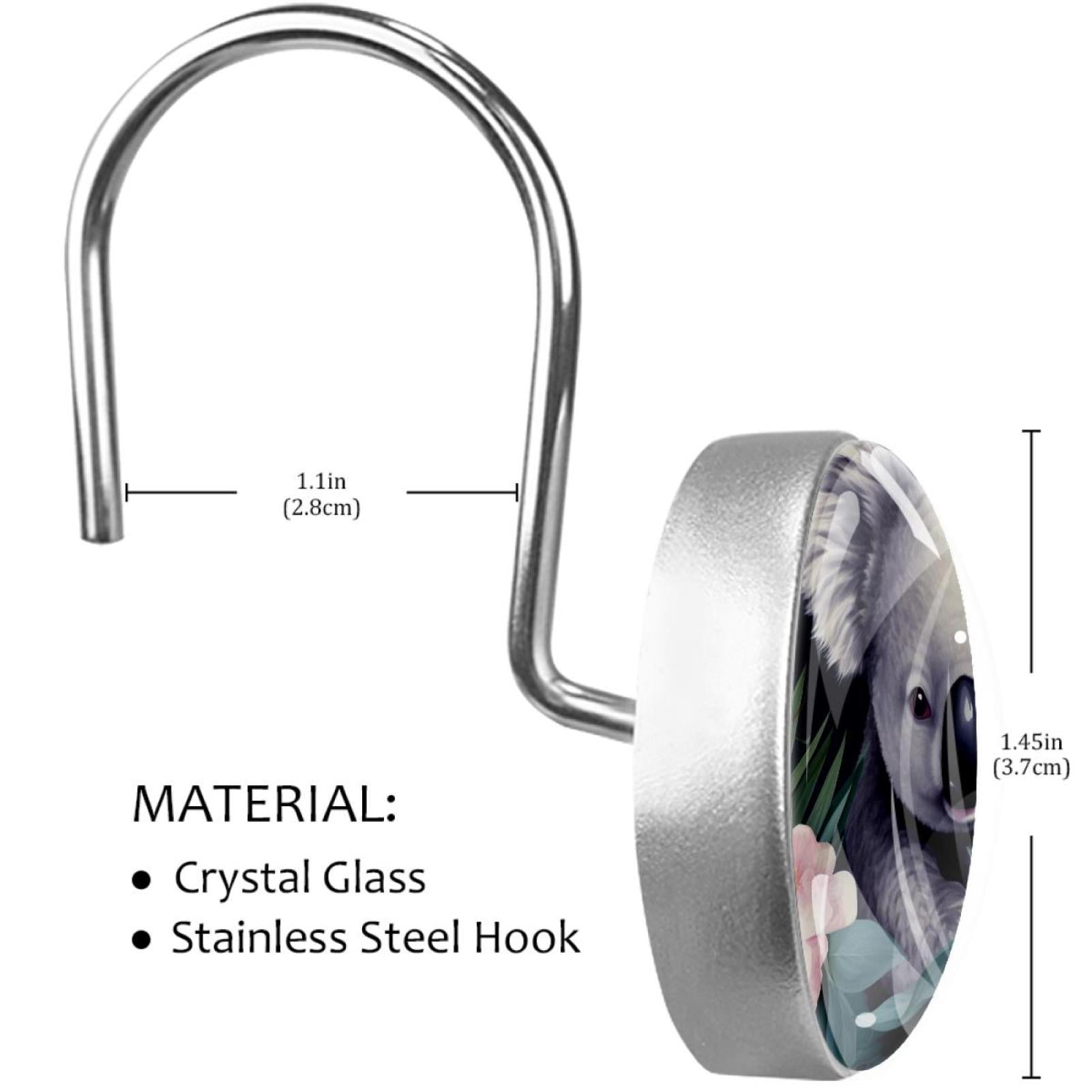HemaKayy 12 Pcs Decorative Shower Curtain Hooks - Stainless Steel Rings for Bathroom Décor - Easy Glide & Secure Hold - Perfect Decoration for Bathroom Shower Rods - Koala Bear Animal