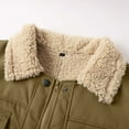 thumbnail image 6 of Men's Winter Lapel Cargo Military Trucker Work Long Fleece-Lined Cotton Jacket Coat Color:Khaki Size:L, 6 of 8
