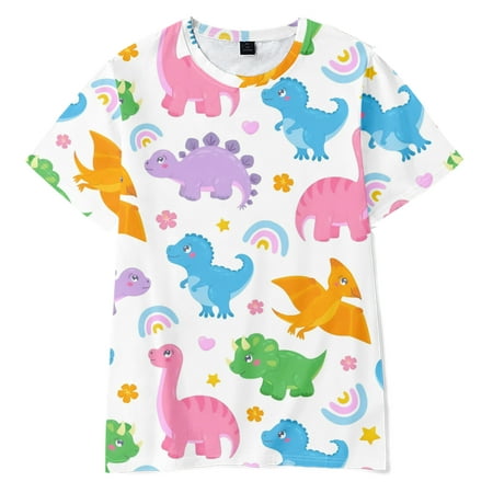 

Boy s T-shirt Children s Summer Clothes Baby Cartoon Dinosaur Short Sleeve T-shirt(C01-Size 100)