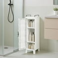 thumbnail image 4 of VECELO Narrow Bathroom Storage Cabinet with Door, 28.7” H Slim Freestanding Foldable Cabinet with Adjustable Shelves, for Small Spaces, Kitchen, White, 4 of 10