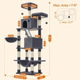 thumbnail image 4 of BestHome Multi-Level Cat Tree & Condo – Sturdy Climbing Tower with Sisal Scratching Posts & Interactive Toys, 81inch, Gray, 4 of 5
