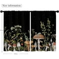 thumbnail image 4 of Black Mushroom Kitchen Curtains Galaxy Star Botanical Floral Bathroom Curtains Window Treatment Drapes Rustic Plant Leaves Cafe Small Bedroom Short Curtains Fabric 2 Panels 26x36 Inch, 4 of 6
