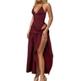 thumbnail image 3 of Laqbezok Sexy Bodysuit and Skirt 2 Piece Set for Women, Backless Halter V-Neck Top & High Slit Maxi Skirt Summer Outfit, Casual Beach Party Clubwear, Solid Color Vacation Dress, 3 of 7