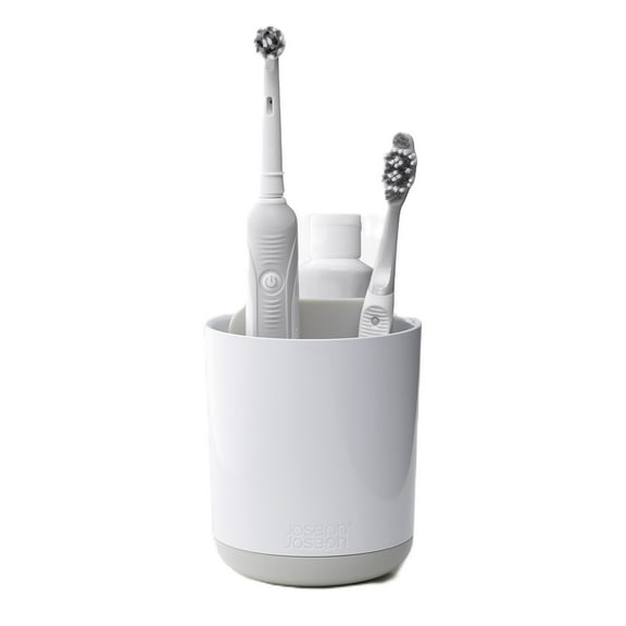 Joseph Joseph Duo Compact Plastic Toothbrush Holder for Bathroom Countertop – Small 3-Slot Toothbrush Organizer, BPA-Free, Durable & Easy to Clean, for Home, Kids, Dorms & RVs